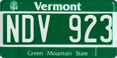 VT license plate NDV923