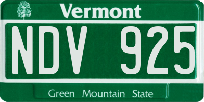 VT license plate NDV925