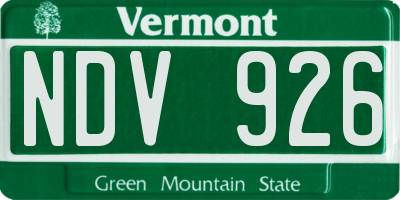 VT license plate NDV926