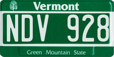 VT license plate NDV928
