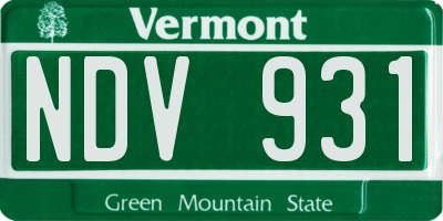 VT license plate NDV931