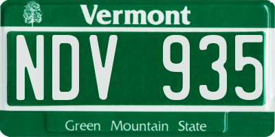 VT license plate NDV935