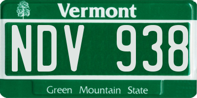 VT license plate NDV938