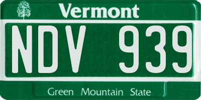 VT license plate NDV939
