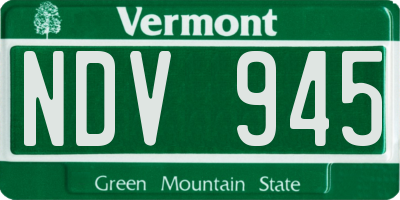 VT license plate NDV945