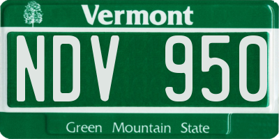 VT license plate NDV950