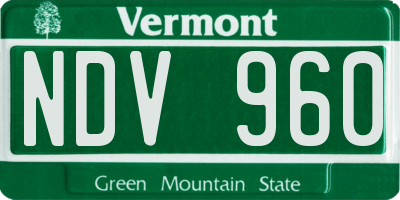 VT license plate NDV960