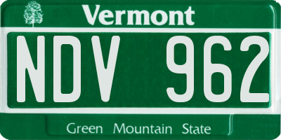 VT license plate NDV962