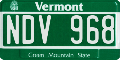 VT license plate NDV968