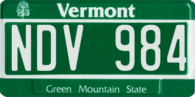 VT license plate NDV984