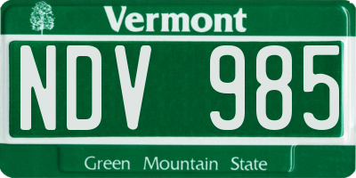 VT license plate NDV985