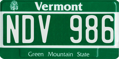 VT license plate NDV986
