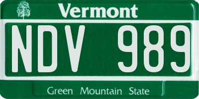 VT license plate NDV989