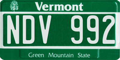 VT license plate NDV992