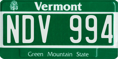VT license plate NDV994