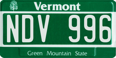 VT license plate NDV996