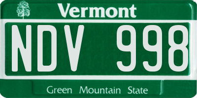 VT license plate NDV998
