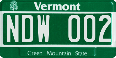 VT license plate NDW002