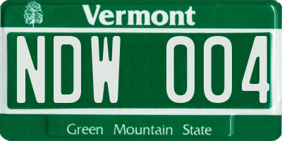 VT license plate NDW004