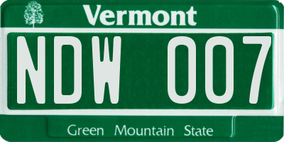 VT license plate NDW007