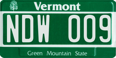 VT license plate NDW009