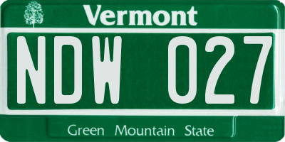 VT license plate NDW027