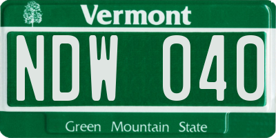 VT license plate NDW040