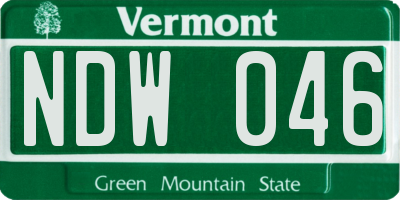 VT license plate NDW046