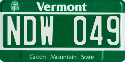 VT license plate NDW049