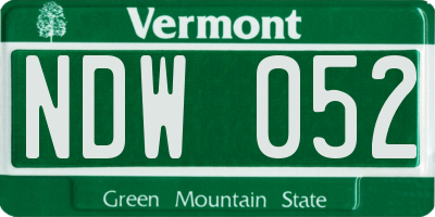 VT license plate NDW052