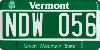 VT license plate NDW056