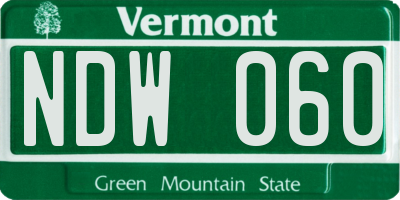 VT license plate NDW060