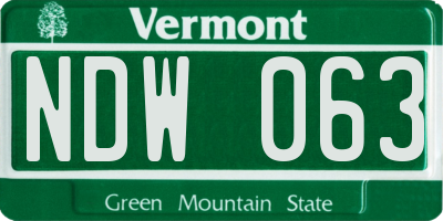 VT license plate NDW063