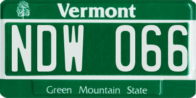 VT license plate NDW066