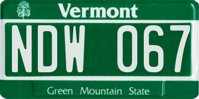 VT license plate NDW067