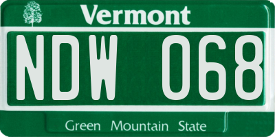 VT license plate NDW068