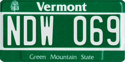 VT license plate NDW069