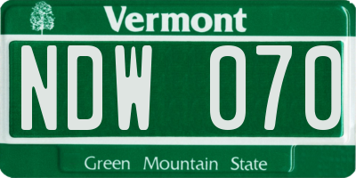 VT license plate NDW070