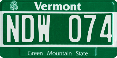 VT license plate NDW074