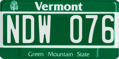 VT license plate NDW076