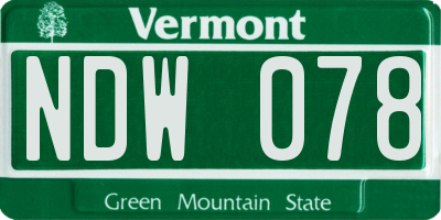VT license plate NDW078