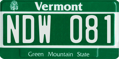 VT license plate NDW081