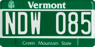 VT license plate NDW085