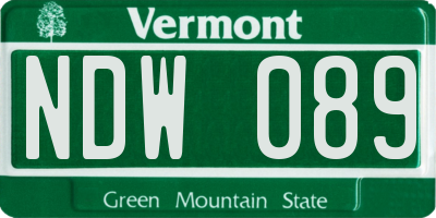 VT license plate NDW089