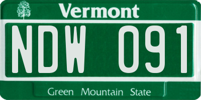 VT license plate NDW091