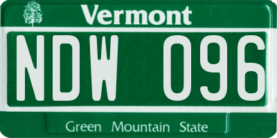 VT license plate NDW096