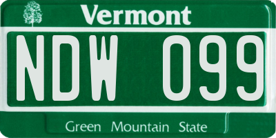 VT license plate NDW099