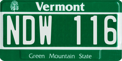 VT license plate NDW116