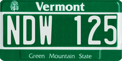 VT license plate NDW125