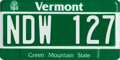 VT license plate NDW127